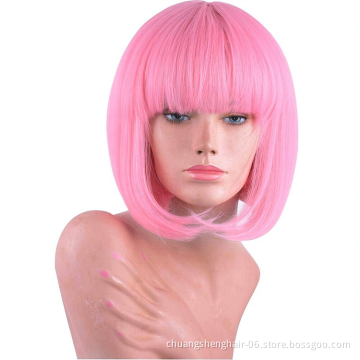 Wholesale Top Selling Colour wig blend natural afro curly wavy for woman glueless fiber synthetic color wig hair wigs short bob